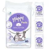 bella baby Happy Wattepads aus 100% Baumwolle 4er Pack (4 x 60 Stk.) 9 x 11 cm