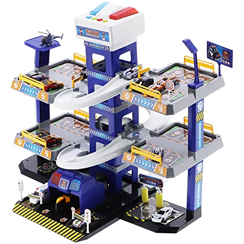 Arking Lot Autogarage Spielset, Garage Parkplatz Spielzeug Groß Spielzeug Parkgarage DIY Aufzug und Rennstrecke 3-Etagen Auto Parkgarage Spielzeug für Zuhause