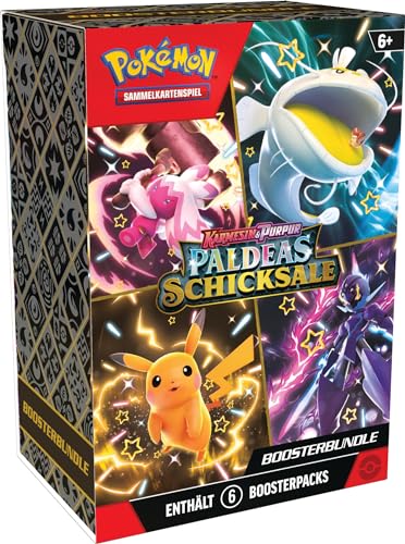 Pokémon-Sammelkartenspiel: Boosterbundle Karmesin & Purpur – Paldeas Schicksale (6 Boosterpacks)