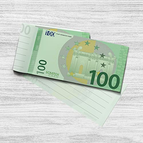 Scratch Cash Block 100 € Euro - 50 Banknoten, auf die Sie schreiben, Geld Gutscheine, Gutscheine, Gadget (tatsächliche Größe)