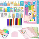 Kratzbilder für Kinder, 35 Stück Regenbogen Kratzkunst Kinder, Regenbogen Kratzbilder, Regenbogen Scratch Art, Scratch Painting, DIY Kratzkunst für Kinder, Rakel Malkit für Kinder Mädchen Jungen