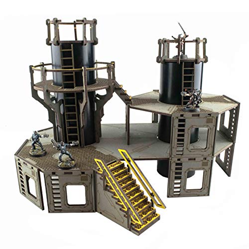 War World Gaming Industry of War Raffinerie System 1 Vorbemalt - 28mm Sci-Fi Industriell Tabletop Wargame Gelände - Modellbau Diorama Schlachtfeld Wargaming RPG