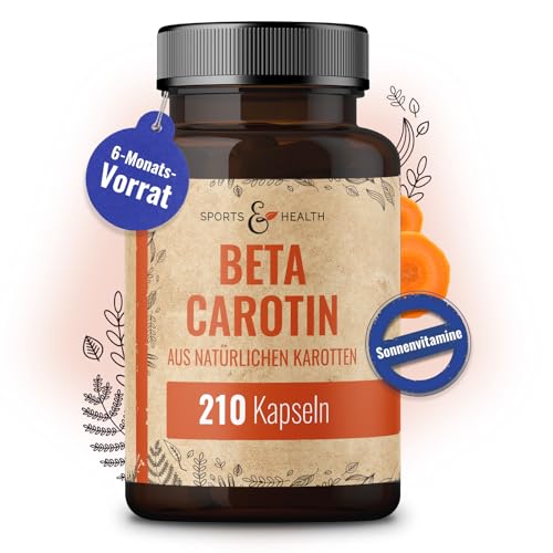 Beta Carotin Kapseln Aus Natürlichen Karotten – 210 Beta Carotin Bräunungskapseln – 7mg BetaCarotin pro Kapsel – Vorratspaket Karotin Kapseln – Carotin Kapseln hochdosiert Bräune von innen