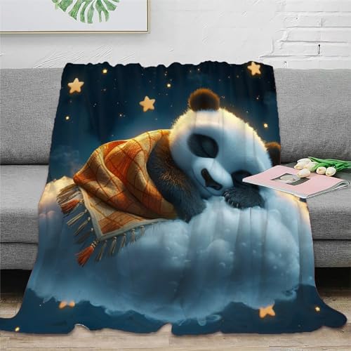 MMUNNA Panda 3D Drucken Blanket Kolibri Wohndecke Microfaser Bequem Und Atmungsaktiv Schlafdecke Tagesdecke Weich Und Warme Für Teens Erwachsene 80x90inch(200x230cm)