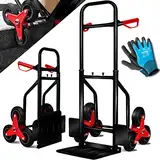 MASKO® Treppenkarre Sackkarre 200kg Transportkarre Treppensteiger Stapelkarre, klappbar Treppensackkarre Hartgummireifen | Kunststoff Griffe | Stahl Rahmen | Schwarz