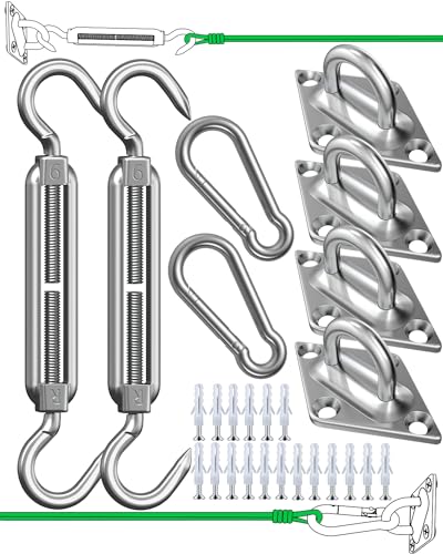 EVERSEE Sonnensegel Befestigung Zubehör Edelstahl - M6 304 Edelstahl Sonnensegel Befestigungsset, Viereck/Dreieck Aufhängung Befestigung für Sonnensegel für Garten, Einfache Montage 40 STK