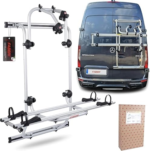 autoSHOP Fahrradträger für Vans und Wohnmobile, Heck, 2 Fahrräder (20" bis 29"/700c), Crafter, Sprinter, 45 kg Traglast, Aluminium, vormontiert