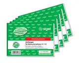 SIGEL SD120/5 Quittungsblock für Kleinunternehmer, fortlaufend nummeriert, eindeutige 7stellige Nummer, A6 quer, 5 Stück, 2x30 Blatt, selbstdurchschreibend, aus nachhaltigem Papier