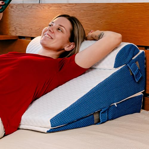 Ritalia® Keilkissen 3 Höhen 60x60x30 cm | Rückenkissen Bett und Venenkissen | Ergonomisches Sitzkissen Bett mit Rückenstütze, Ideal als Wedge Pillow für Schlafen und Erhöhung der Matratze