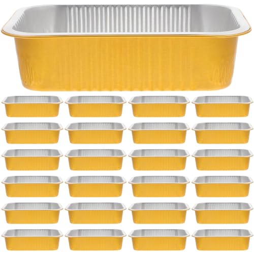 Aluminiumpfannen, 25 Stück, robuste Einwegpfannen aus Alufolie zum , Braten, Chafing, 750 ml, tiefe Alufolie, Backgeschirr, Dampftischtablett, Kochgeschirr, Heißluftfritteuse Für Ofen Edelstahl (F, A)