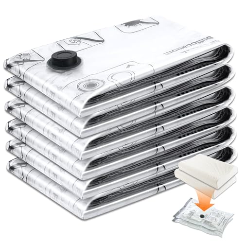 ETROBOT 6 Stück Vakuumbeutel für Kleidung (60x40cm) Kleideraufbewahrung & Organisation, Vacuum Bags Wiederverwendbar Vacuum Beutel Kleidung, für Bettdecken Bettwäsche Kissen Travel Essentials