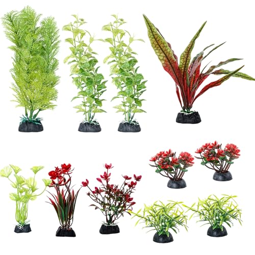 FENGQQKJ Aquarium Deko Aquarium Zubehör Aquariums Pflanzen Künstlich Wasserpflanzen Aquariums Miniteich Plastikpflanzen Fisch Tank Schildkröte Aquarien Dekorationen für Aquarien 11 Stück