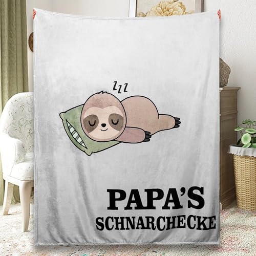 Magicoco Papa Kuscheldecke Geschenke für Papa, Faultier Wohndecke von Tochter Sohn, Papa's SCHNARCHECKE Decke für Mann Vatertag Geburtstag, Vatertagsgeschenk für Papa
