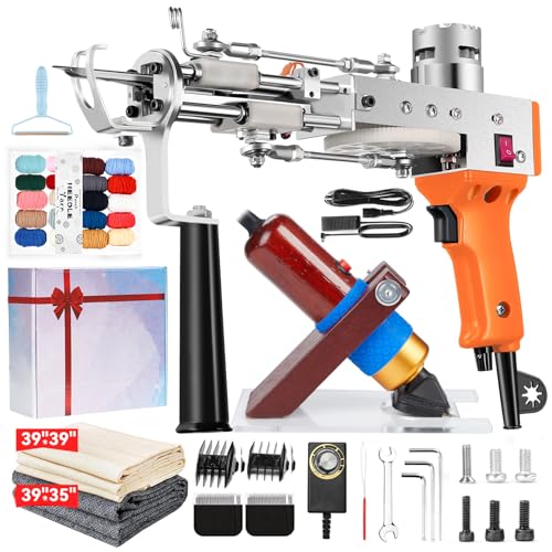 Riiai Tufting Gun Tufting Gun Starter Kit, Tufting Gun with Carpet Cutter, Carpet Making Kit, Carpet Gun Cut Pile Loop Pile, Carpet Cutter Tufting for Sculpture