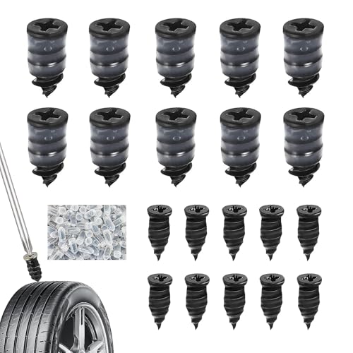 beejune 20 Stücktyre Repair Kit, Motorradreifen Reparaturset, Motorrad Reifen, Vakuum Reifen Reparatur Nagel, Für Fahrradflickzeug, Pkw, LKW, Wohnwagen U. Mehr (10S + 10L)