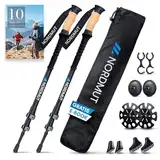 NORDMUT® Wanderstöcke Teleskop Alu | Nordic Walking Stöcke Damen und Herren | Ultraleichte Trekkingstöcke [mit Gummipuffer Set] verstellbar mit Echt Kork Griff