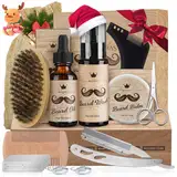 Bartpflege Set für Männer, Bledras 10 in 1 Bartpflege Geschenkset mit Bartshampoo, Bartöl, Bart Balsam, Bart Kamm, Bartbürste, Bartschere, Bartschablonen, Geschenke für Männer