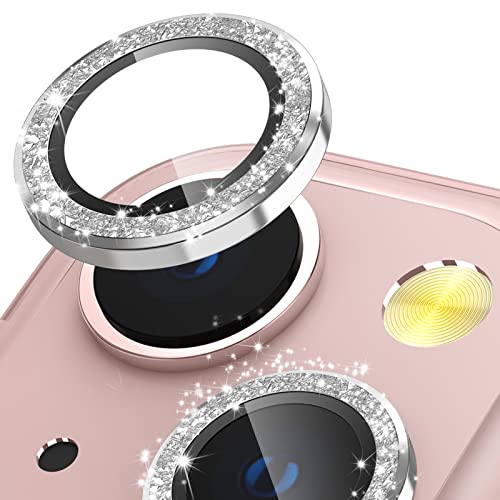 CloudValley Kameraschutz Kompatibel mit iPhone 13/ iPhone 13 Mini Kamera Glass, Camera Protector HD Klar Aluminiumlegierung Kamera Schutzfolie Linse, Blasenfrei Gehärtetes Glas - Glitzer