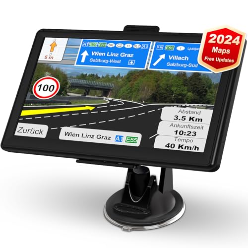 Jimtour GPS Navigationsgerät für Auto LKW 2024 - LKW Navi Auto 7 Zoll LKW Navigation für Auto mit Europa UK 52 Karten, Lebenslang kostenloses Kartenupdate, Blitzerwarnung Spracheführung POI Fahrspur