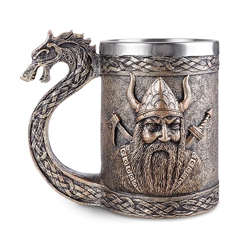 Wikingerschiff Drakkar Bierkrug Edelstahleinsatz, Wikinger-Becher, Nordischer Wikinger-Bierkrug, wikinger geschenke für männer Geeignet für die Sammlung Sammlungen, Geschenke zum Vatertag (Stil-1)