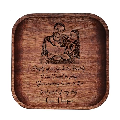 Personalisierbares Tablett aus Holz, Motiv: "Empty Your Pockets", personalisierbar, für Vater, Vater, Ehemann, personalisierbar (A1)