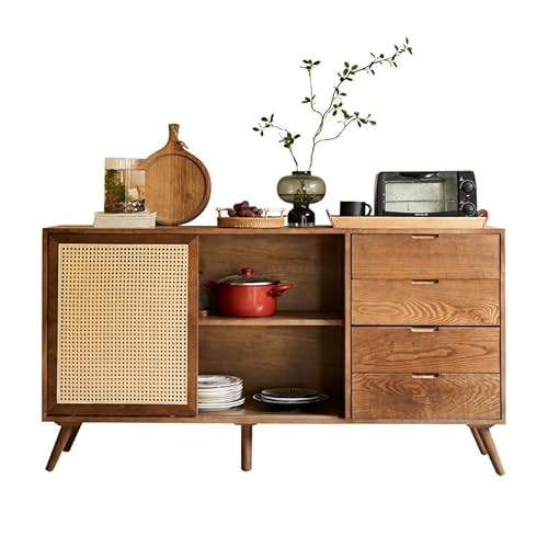 CCKUHN Buffetschrank, multifunktionales Rattan-Sideboard für den Haushalt, modernes, einfaches, multifunktionales Doppeltür-Schrank aus Holz, Buffet-Sideboard