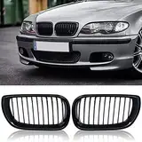 E46 Kühlergrill, Nieren Hochglanz Schwarz Front Grill, Paar Doppelsteg Sport Kühlergrill Ersatz für BMW 3er E46 4 Door 4D 2002-2005 LCI Facelift (Nicht für 2 Türen geeignet)