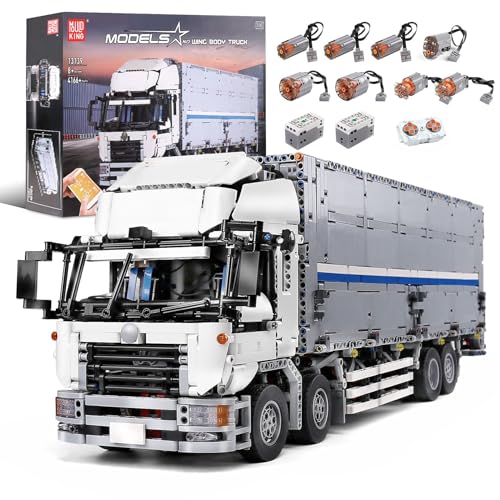 Mould King 13139 Fernbedienung Und App Dual Control Mobile Wing Booy Truck, EIN Modellbaustein Eines Wildcard Container Trucks Mit 8 Motoren, Kompatibel Mit Technologie Flügelaufbau LKW