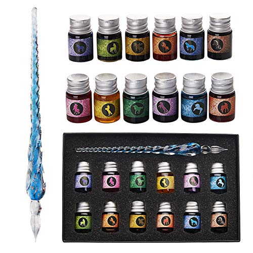 mancola Kalligraphie Stifte Set mit 12 bunten Tinten für Kunst, Unterschriften,Zeichnung, Dekoration, Geschenk für Anfänger und Künstler MA-13