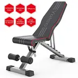 YOLEO klappbare Hantelbank Multifunktion Training Fitness Bank Bauchtrainer Schrägbank mit 6-Fach Verstellbarer Rückenlehne/3-Fach verstellbarer Sitzkissen,Belastung 250kg (Elegantes Schwarz-Rot)