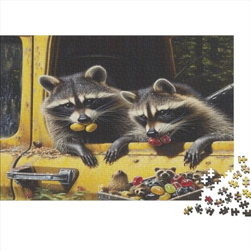 Waschbär Puzzle 1000 Teile Puzzle Für Erwachsene Gemeinschaftsmahlzeit Gehirn Challenge Geschicklichkeitsspiel Stress Abbauen Familien Herausforderndes Schöne Geschenkidee 1000pcs (75x50cm)