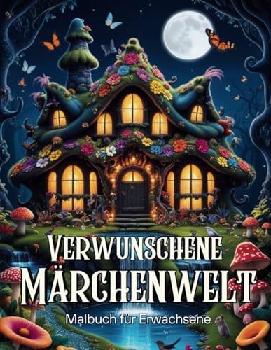 Verwunsche Märchenwelt: Malbuch für Erwachsene - Ein Fantasy Ausmalbuch mit märchenhaften Szenen, Tieren, Wäldern, Pilzhäusern und Schlössern für Entspannung und Achtsamkeit