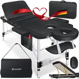 KESSER® Mobile Massageliege 70 cm Breit klappbar & höhenverstellbar 3 Zonen Massagebett Massagetisch Kosmetikliege Therapieliege Aluminium + 10x Gesichtsauflage mit Kopfstütze Armlehnen Tasche Schwarz