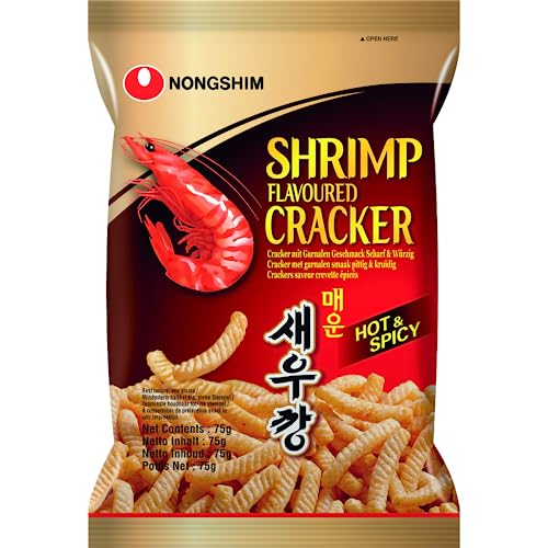 Nong Shim Shrimp Flavoured Cracker – Krabbenchips scharf & würzig - koreanischer Snack für jeden Tag – 1 x 75g