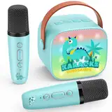 Dislocati Geschenk Junge 3-12 Jahre, Mini Karaoke Maschine mit 2 Bluetooth Kindermikrofon Spielzeug ab 3-12 Jahre Junge Bluetooth Mikrofon Karaoke Ostergeschenke für Kinder Dinosaurier Spielzeug