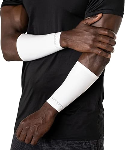 Artefit Forearm Sleeves - Kompression Armstulpen - Unterarmschutz für Sports - 12 Stunden Kompression - Weiß - L