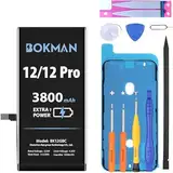 bokman Ersatzakku für iPhone 12/12 Pro, 3800 mAh, hohe Kapazität, Li-Ionen-Polymer-Akku mit Allen Werkzeug-Kits