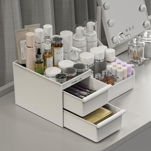 DancesCat Make Up Kosmetik Organizer mit Schubladen, Makeup Organizer Aufbewahrung Kosmetikbox für Waschtische, Schminktisch Organizer Box für Schlafzimmer, Badezimmer, Große Schmink Organizer