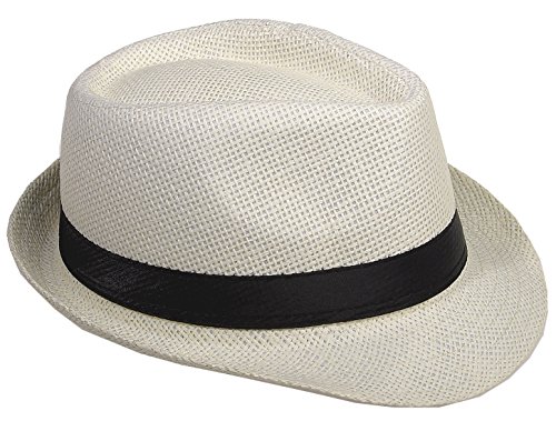 Miobo Strohhut, Panamahut Fedorahut,Trilby-Design,Sonnenschutz 60-Strohhut-Champagner