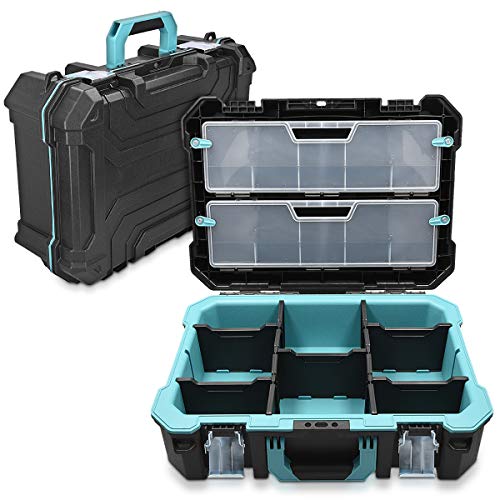 Navaris Techniker Werkzeugkoffer 20 1/2" leer - 52,5 x 38,9 x 19cm - mit 2 Stahlschließen mehrere Fächer 2 Organizer Boxen - Koffer ohne Werkzeug