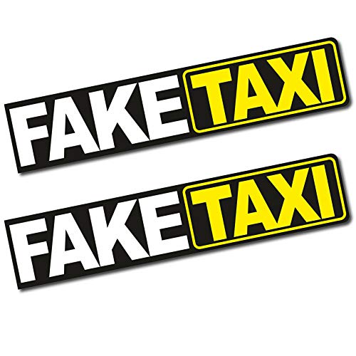 Finest Folia 2 x Aufkleber Faketaxi 13x2,7cm Funsticker Fake Taxi Driver Fun Aufkleber Hologramm Oilslick Sticker für Auto Motorrad Bus Wohnwagen Kfz Zubehör R103 (Normal)