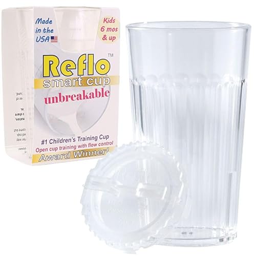 Reflo unzerbrechlicher Trinklernbecher - Schnabeltrainer für Kleinkinder ab 6 Monaten - unzerbrechlicher Trinkbecher für Wasser - Durchsichtiger Trinklernbecher mit einem Fassungsvermögen von 170 ml