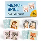 GLÜCKSWOLKE Memo - Spiel für Kinder ab 2 bis 6 Jahre, Montessori Spielzeug - fördert Konzentration + Merkfähigkeit, Lernspiele - Mit 7 Schwierigkeitsstufen, Kinderspielzeug - Neu (40 Karten)