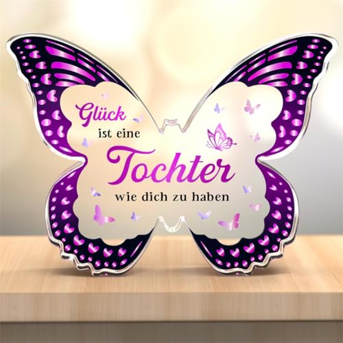 JOYVADO Mutter Tochter Geschenk, Weihnachten Geschenke für Tochter, Schmetterling Acryl Briefbeschwerer, Geburtstagsgeschenk Tochter von Mama, Beste Tochter Geschenke