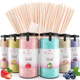 Misskandy®, Zuckerwatte Zucker (Farbstoffe ohne Azofarbstoffe) / Charge (6 * 240Gr) Erdbeere, Cola, Zitrone, Heidelbeere, Apfel, Vanille/zuckerwattemaschine zucker/Aromazucker + 50 Stäbchen (Free)
