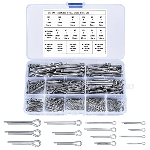 Splinte Sortiment, Edelstahl Klappsplinte, Splinte, Federstecker Set, Karosserie Clips, Sicherungssplint, Federsplinte Clips für Autos Wohnmobile Gartengeräte (290PCS I)