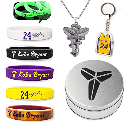 Xzyden Silikon Armbänd, 9 Stück Gummi Armbänder, Basketball-Zubehör mit Basketball-Armband, Schlüsselanhänger, Halskette, Basketball Geschenk Set für Herren, Teenager (nein 24)