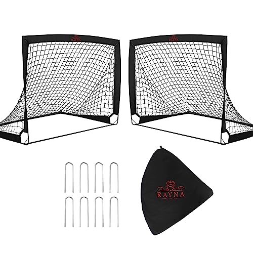 Fußballtor Kinder Set 2er Fußballtor Pop up Tor Faltbares Fußballtore, Outdoor Fußballtor mit Tragetasche, Fussballtore für Kinder und Erwachsene Geeignet Garten, Park,Strand (Schwarze)