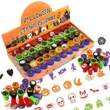 DERAYEE 50 Stück Stempelset,Selbstfärbend Stempel,Mehrfarbige Sticker Spielzeug für Karneval Party Halloween Erwachsene Kinder (Halloween)