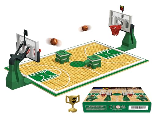 Nicolababe Bausteine Spielzeug - Basketballfeld Classic Bauplatte Basketballplatz Grundplatten und Sets von 2 Basketballkorb, Baustein für Basketballspiel - kompatibel mit großen Marken (Grün)